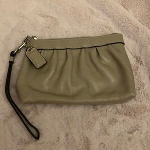 Coach light gray patent leather wristlet